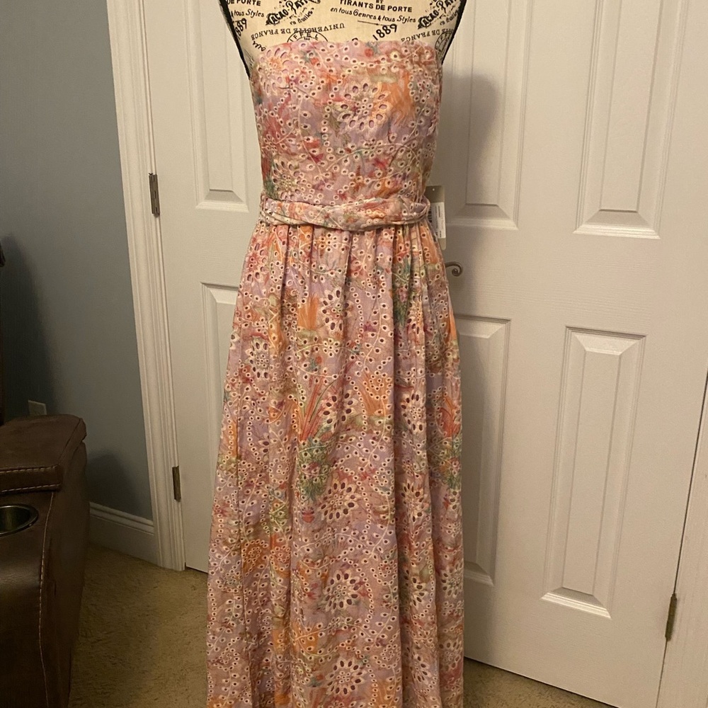 NWT Lizard Thicket Strapless Floral Dress in Pink and Orange